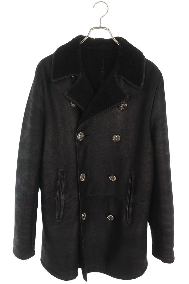 Chrome Hearts Crossball Button Mouton Coat Black Size S