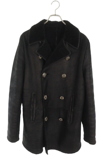 Chrome Hearts Crossball Button Mouton Coat Black Size S