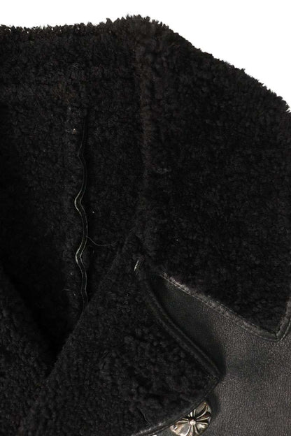Chrome Hearts Crossball Button Mouton Coat Black Size S