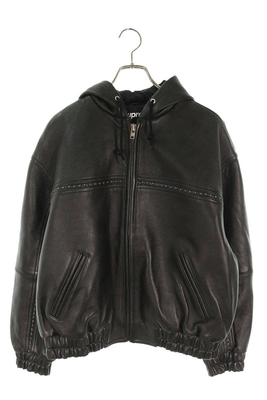 Supreme 25SS Studded Hooded Leather Jacket Black Size S