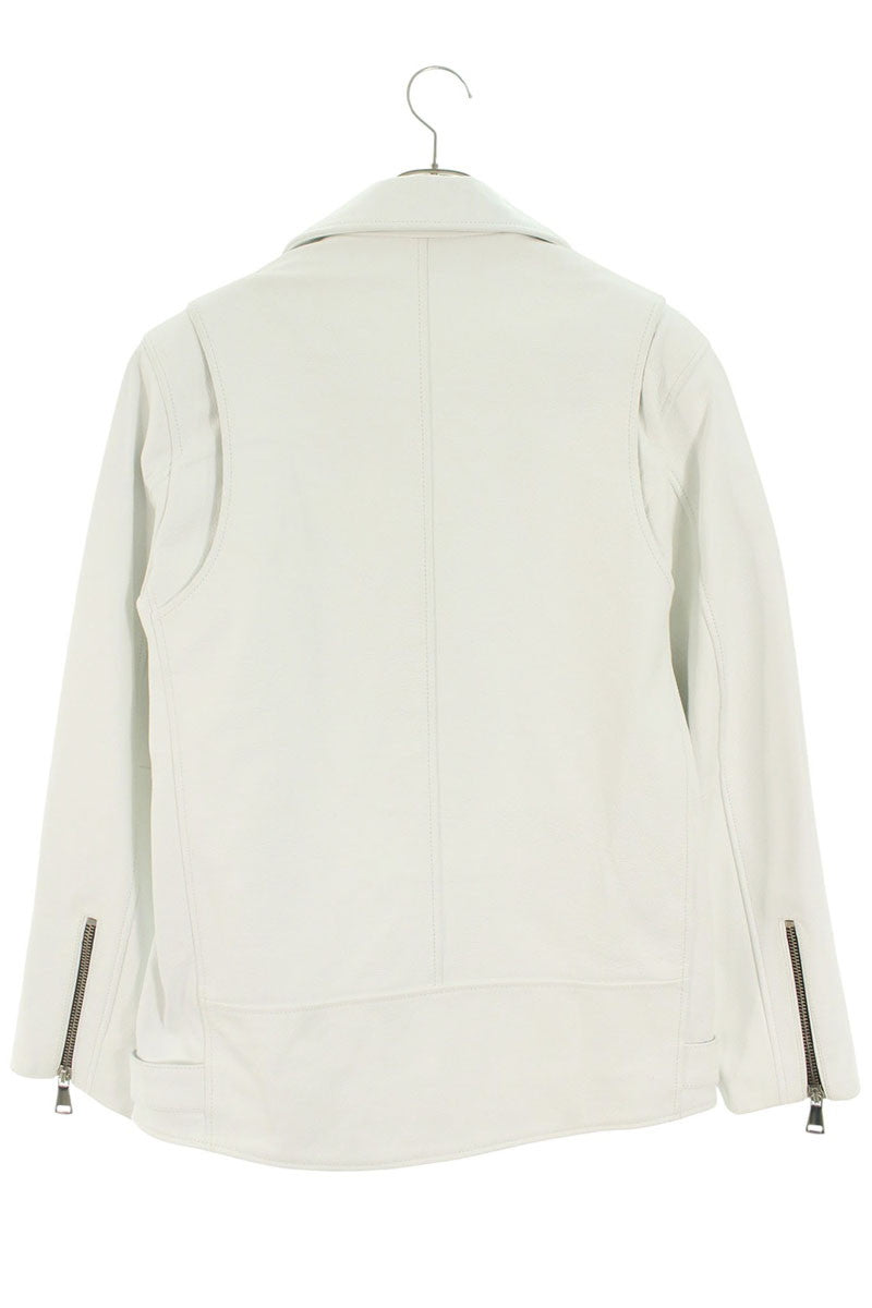 Manokhi Double Rider Leather Jacket White Size S