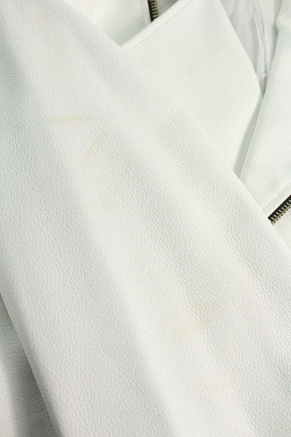 Manokhi Double Rider Leather Jacket White Size S