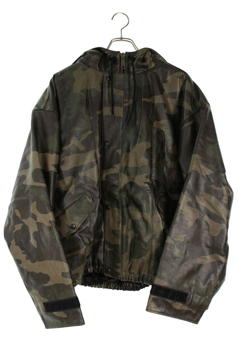Supreme x FRANCOIS GIRBAUD 25SS Hooded Leather Flight Bomber Jacket Green Size L