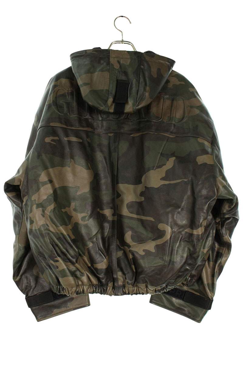 Supreme x FRANCOIS GIRBAUD 25SS Hooded Leather Flight Bomber Jacket Green Size L