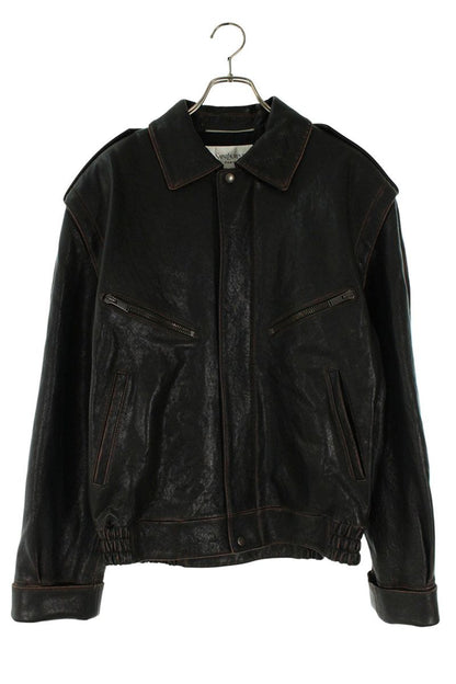 SAINT LAURENT PARIS 25AW Vintage Bomber Leather Black Size M