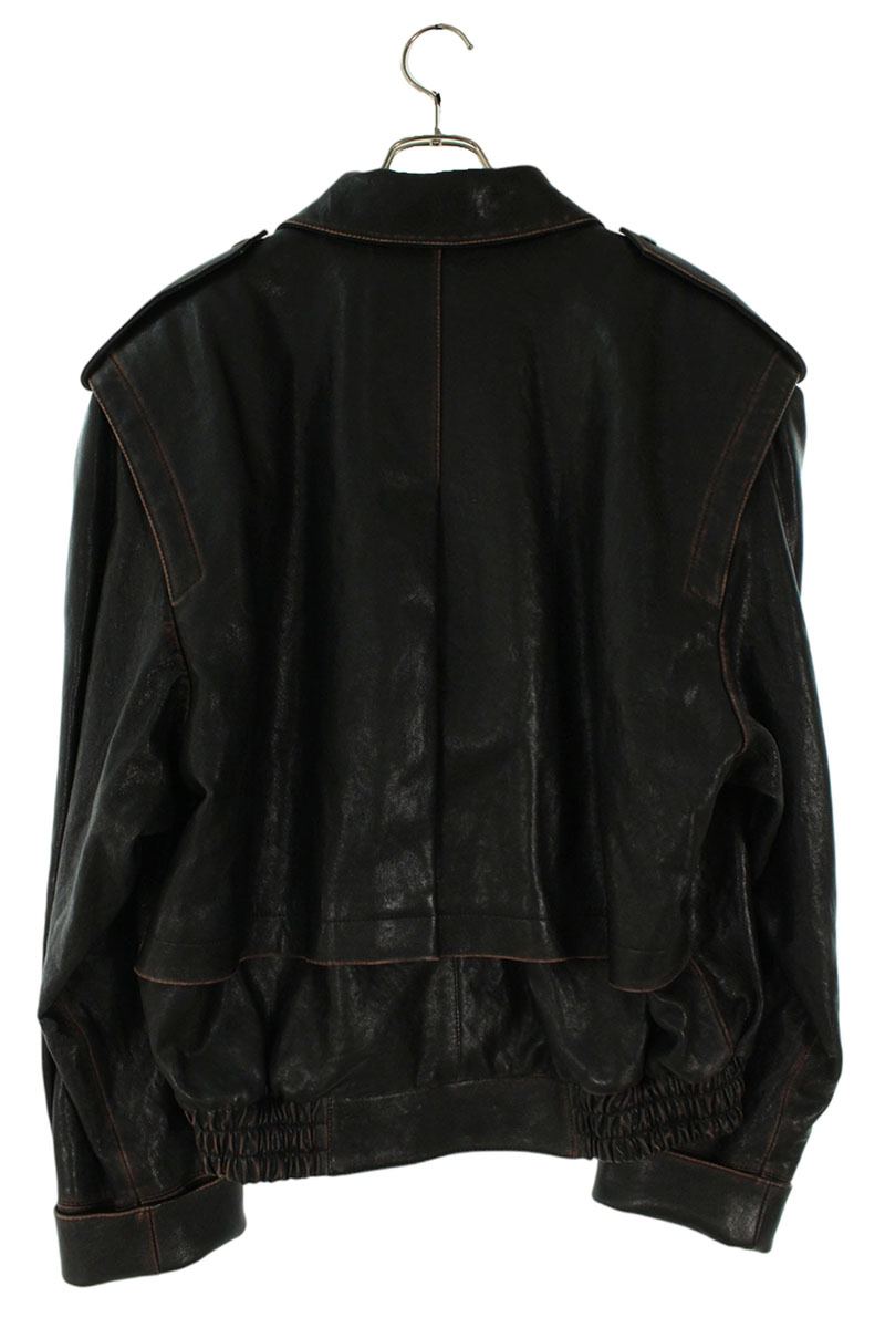 SAINT LAURENT PARIS 25AW Vintage Bomber Leather Black Size M