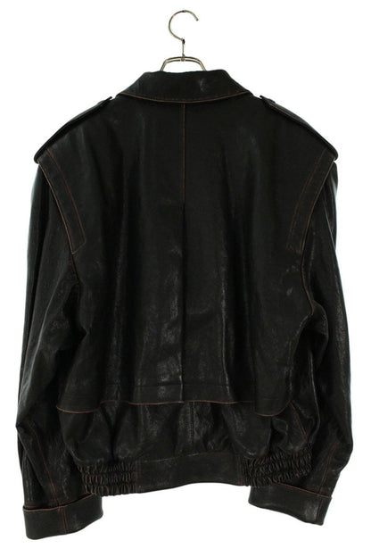 SAINT LAURENT PARIS 25AW Vintage Bomber Leather Black Size M