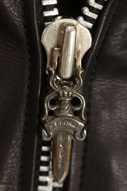 Chrome Hearts JJ Dean Dagger Zip Leather Jacket Black Size S
