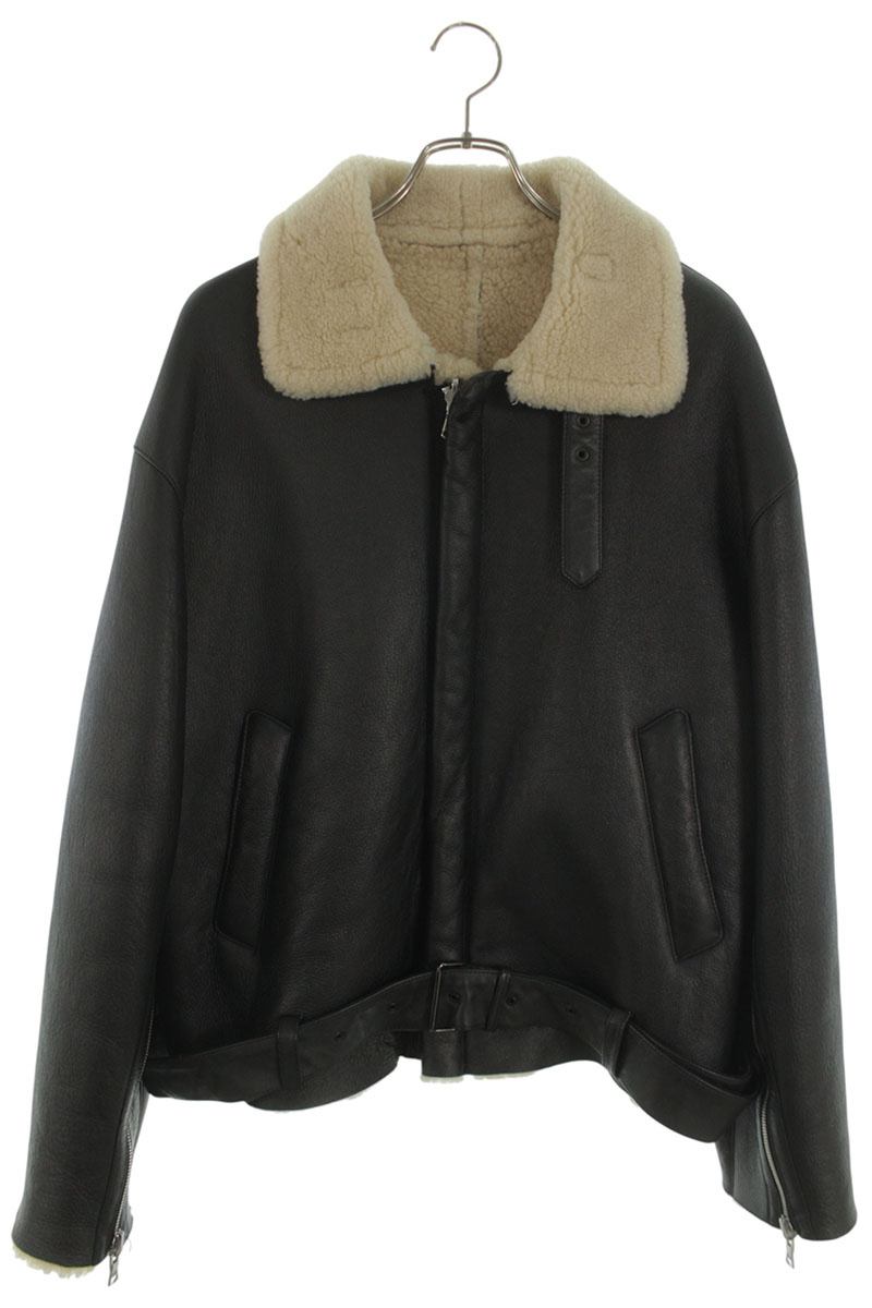YOKE 21AW Sheepskin Detachable Collar Leather Jkt Size L