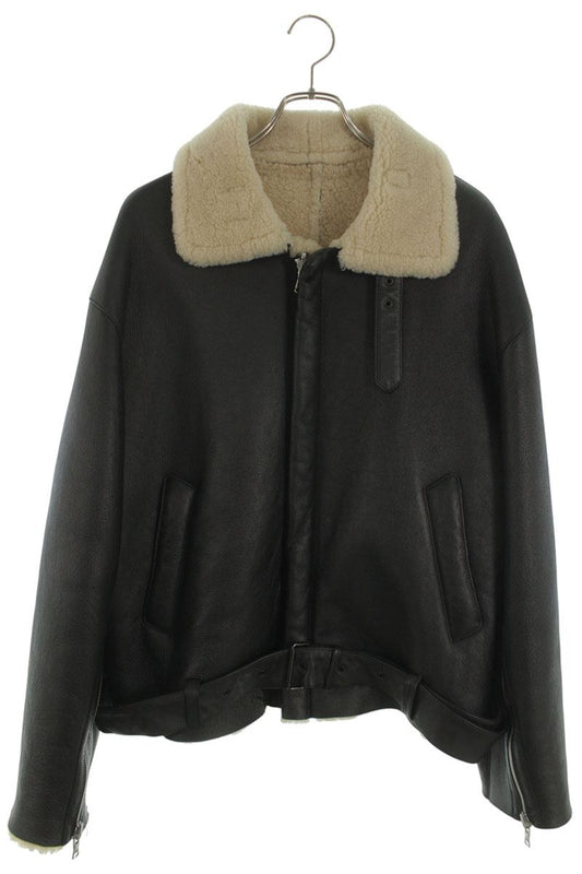 YOKE 21AW Sheepskin Detachable Collar Leather Jkt Size L