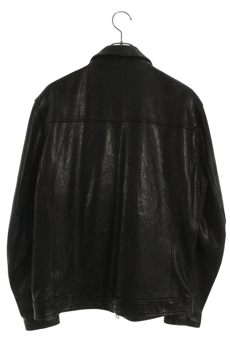 schott Sheepskin Zip-Up Leather Jacket Black Size XL