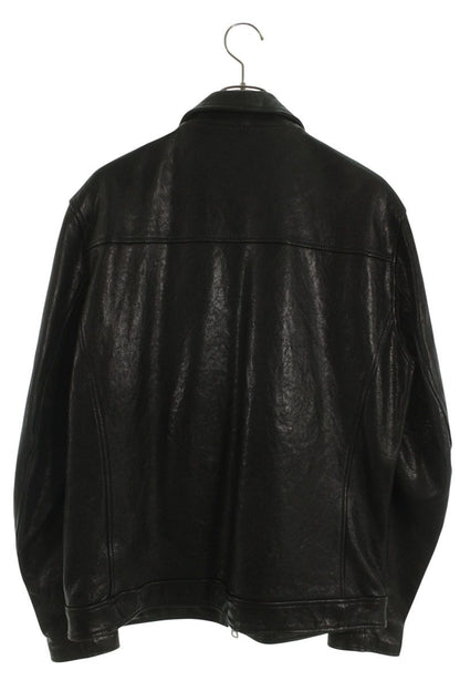 schott Sheepskin Zip-Up Leather Jacket Black Size XL