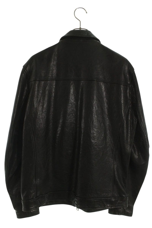 schott Sheepskin Zip-Up Leather Jacket Black Size XL