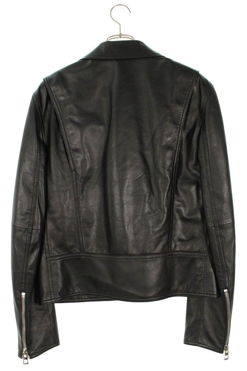 LOEWE Cowhide Double Biker Leather Jacket Black Size M