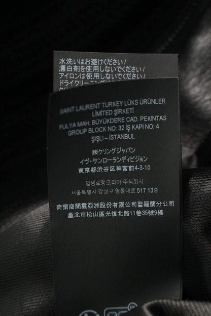 SAINT LAURENT PARIS Shawl Neck Knit Panel Leather Size XL