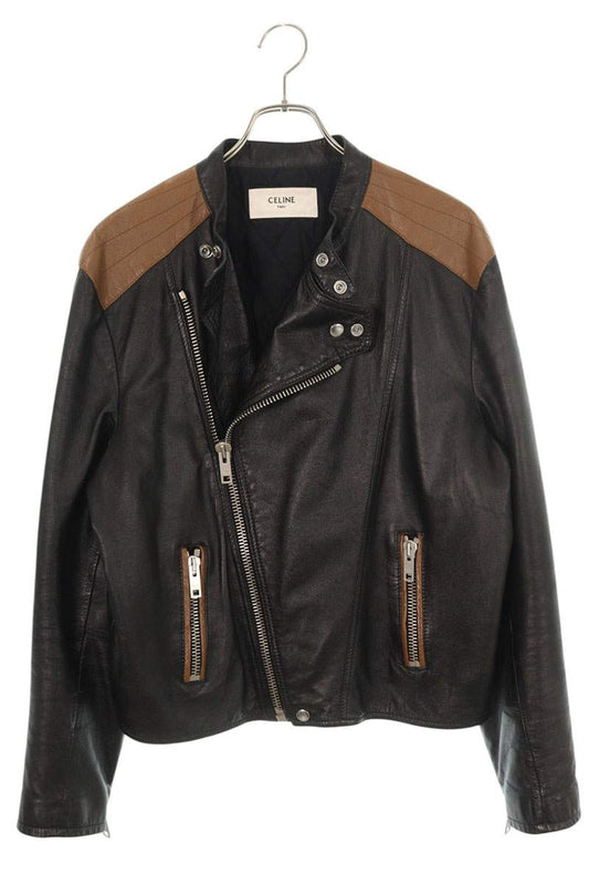 CELINE 20AW Cafe Racer Bicolor Leather Jkt Multi Size XL