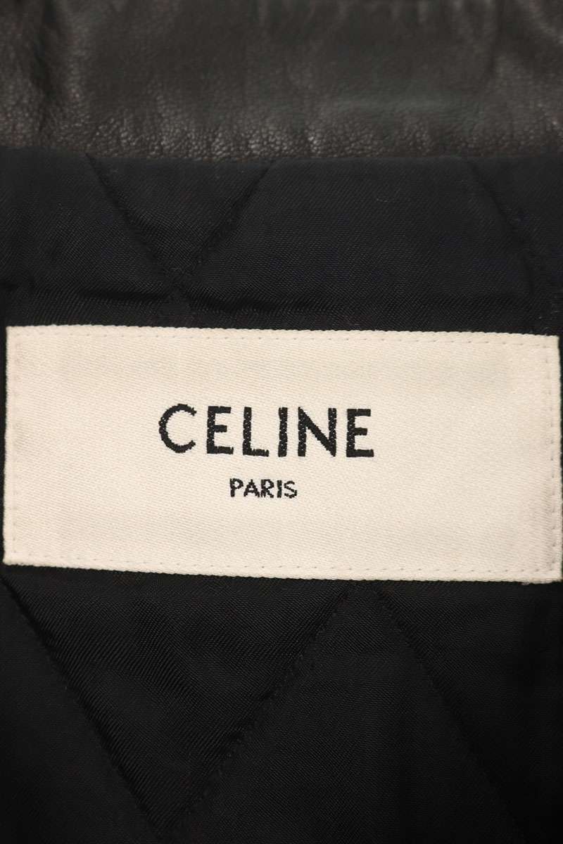 CELINE 20AW Cafe Racer Bicolor Leather Jkt Multi Size XL