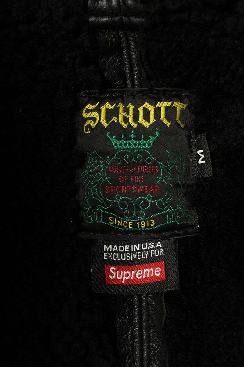SUPREME 16AW Schott Shearling Bomber Jacket Black Size M