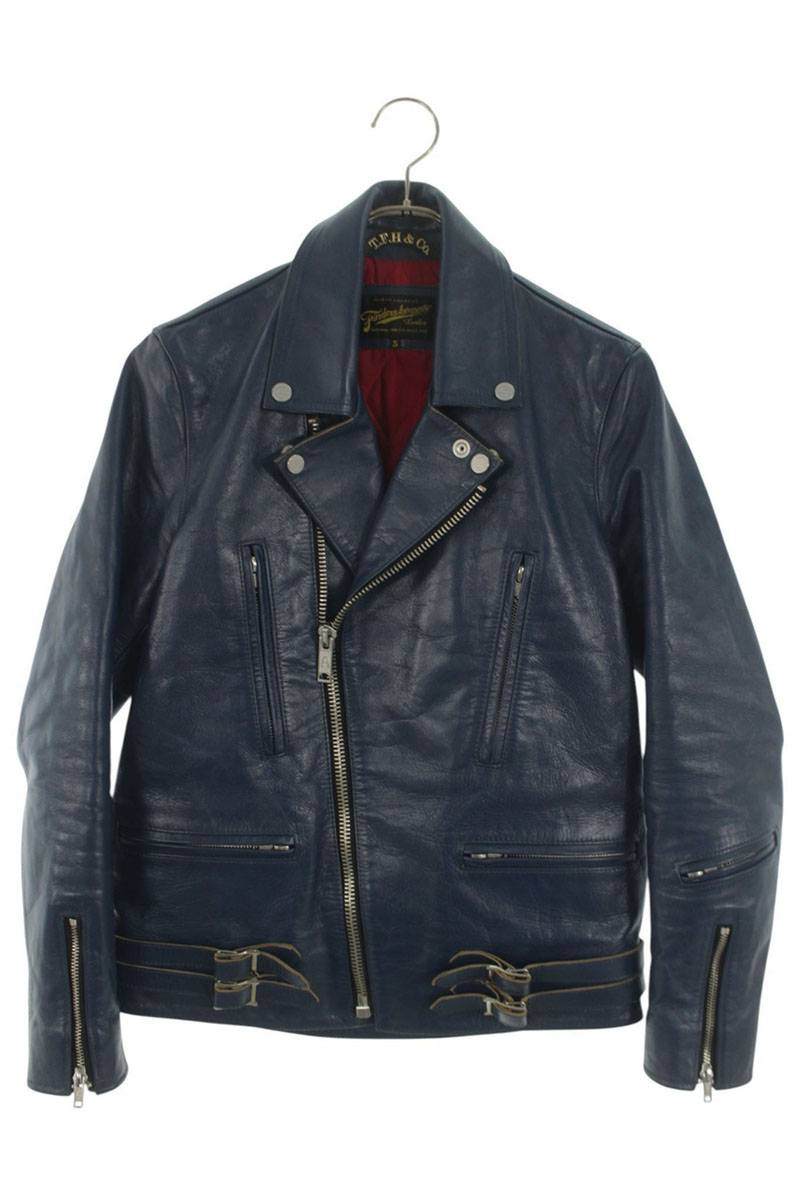 FINDERS KEEPERS Blue Horsehide Double Riders Jacket Size S