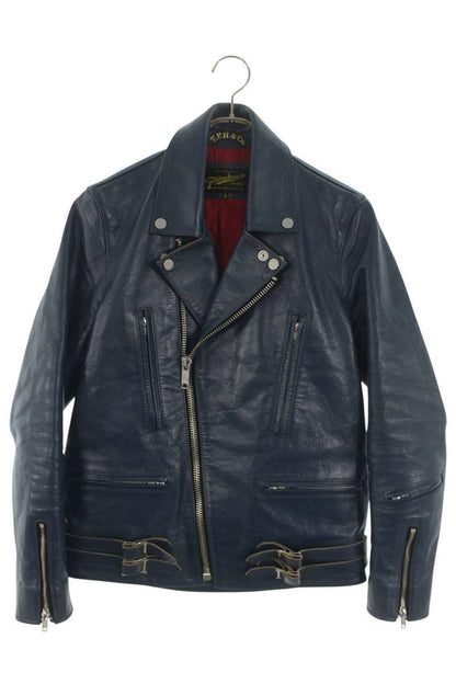 FINDERS KEEPERS Blue Horsehide Double Riders Jacket Size S