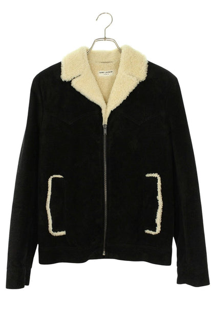 SAINT LAURENT PARIS Zip Boa Shearling Leather Jacket Size S