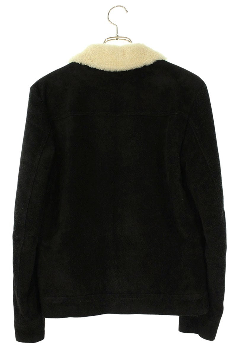 SAINT LAURENT PARIS Zip Boa Shearling Leather Jacket Size S