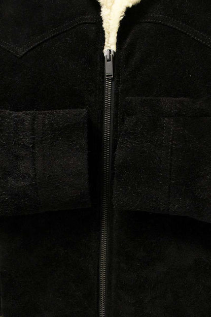 SAINT LAURENT PARIS Zip Boa Shearling Leather Jacket Size S