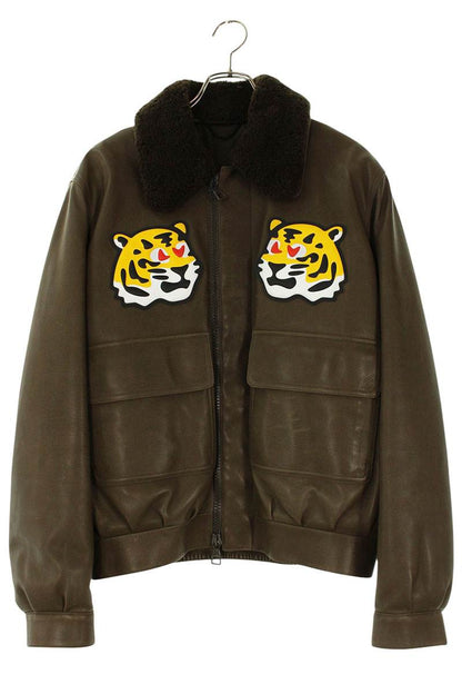 LOUISVUITTON 22SS Tiger Patch Leather Bomber Brown Size M
