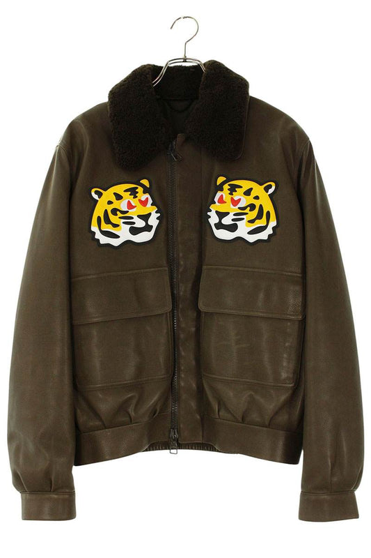 LOUISVUITTON 22SS Tiger Patch Leather Bomber Brown Size M