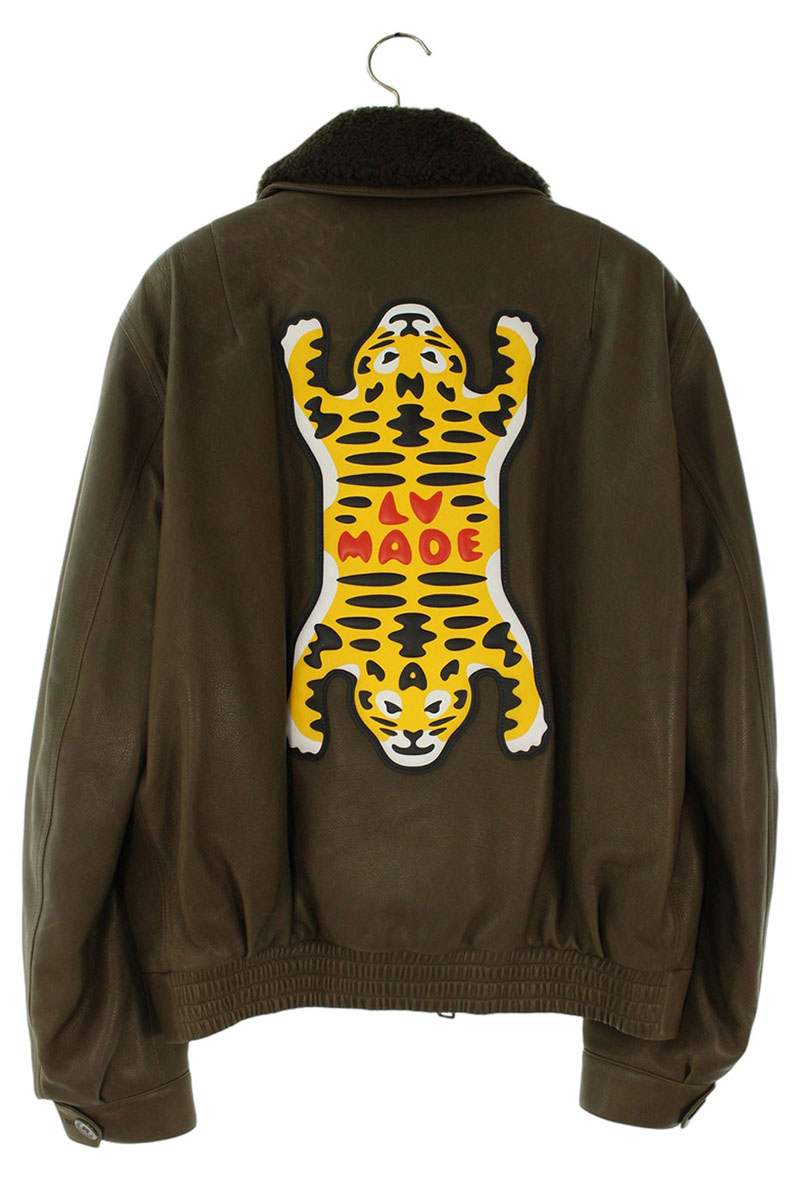 LOUISVUITTON 22SS Tiger Patch Leather Bomber Brown Size M