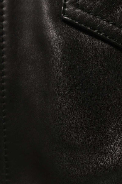 LOEWE Black Lambskin Double Riders Leather Jacket Size S