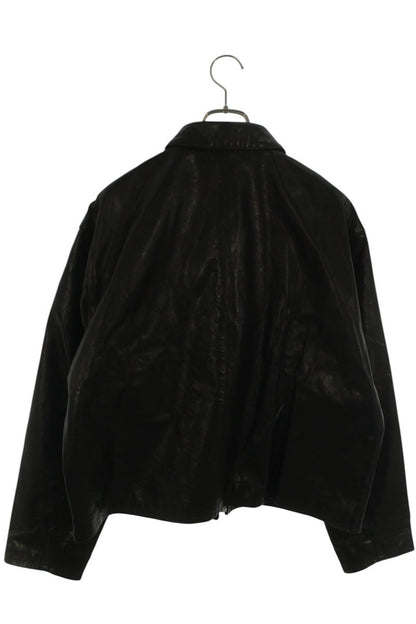 H BEAUTY Black Cowhide Zip-Up Leather Jacket Size M