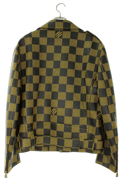 LOUISVUITTON 24SS Damier Double Rider Leather Jacket Size L