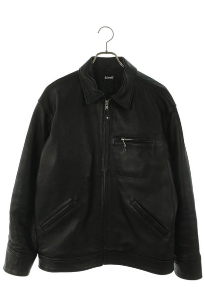 schott Black Lambskin Leather Trucker Jacket Size M