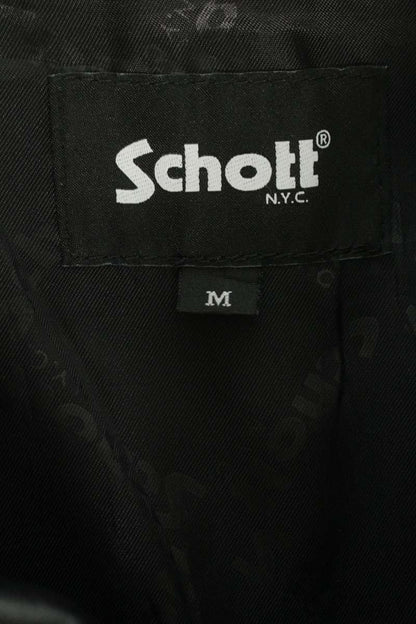 schott Black Lambskin Leather Trucker Jacket Size M
