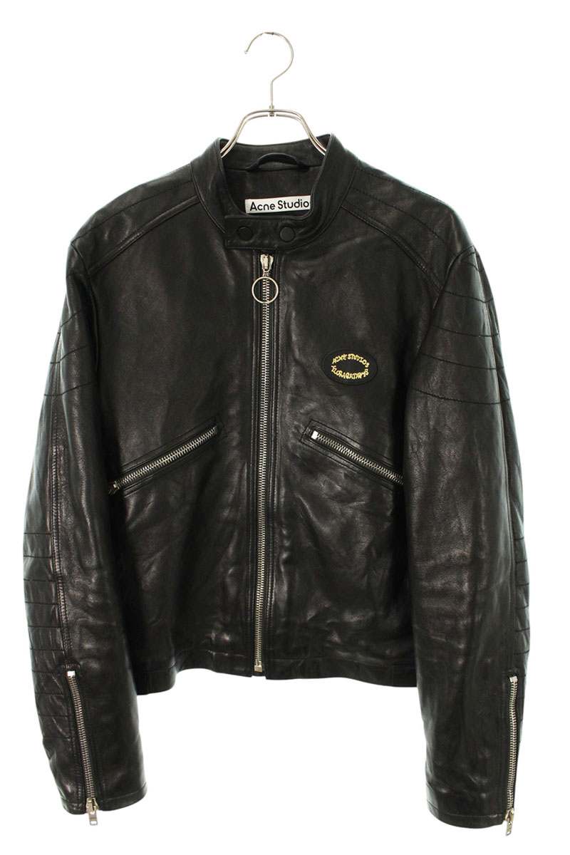 ACNE STUDIOS Black Pink Single Rider Leather Jacket Size S