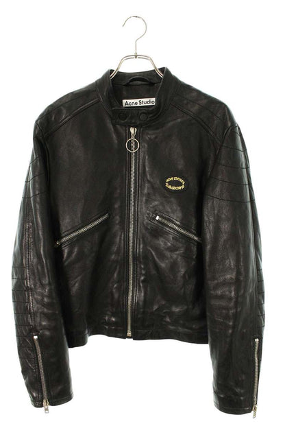 ACNE STUDIOS Black Pink Single Rider Leather Jacket Size S