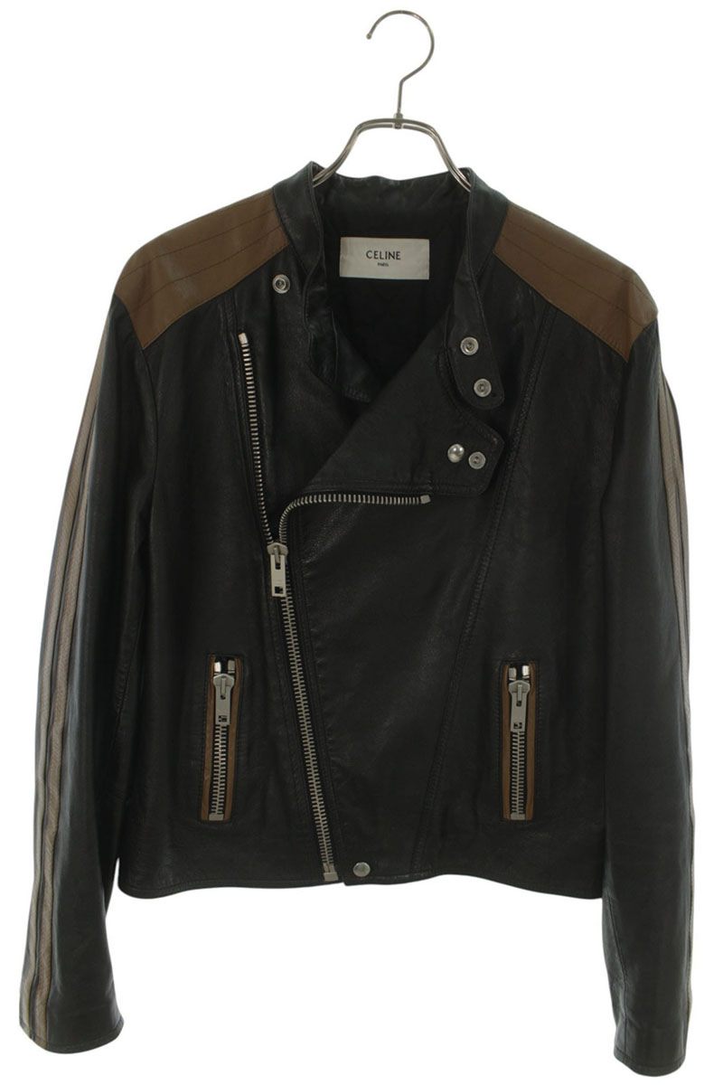 CELINE 20AW Bicolor Lambskin Cafe Racer Jacket Size L