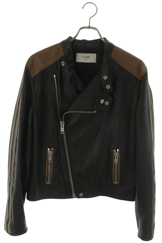 CELINE 20AW Bicolor Lambskin Cafe Racer Jacket Size L