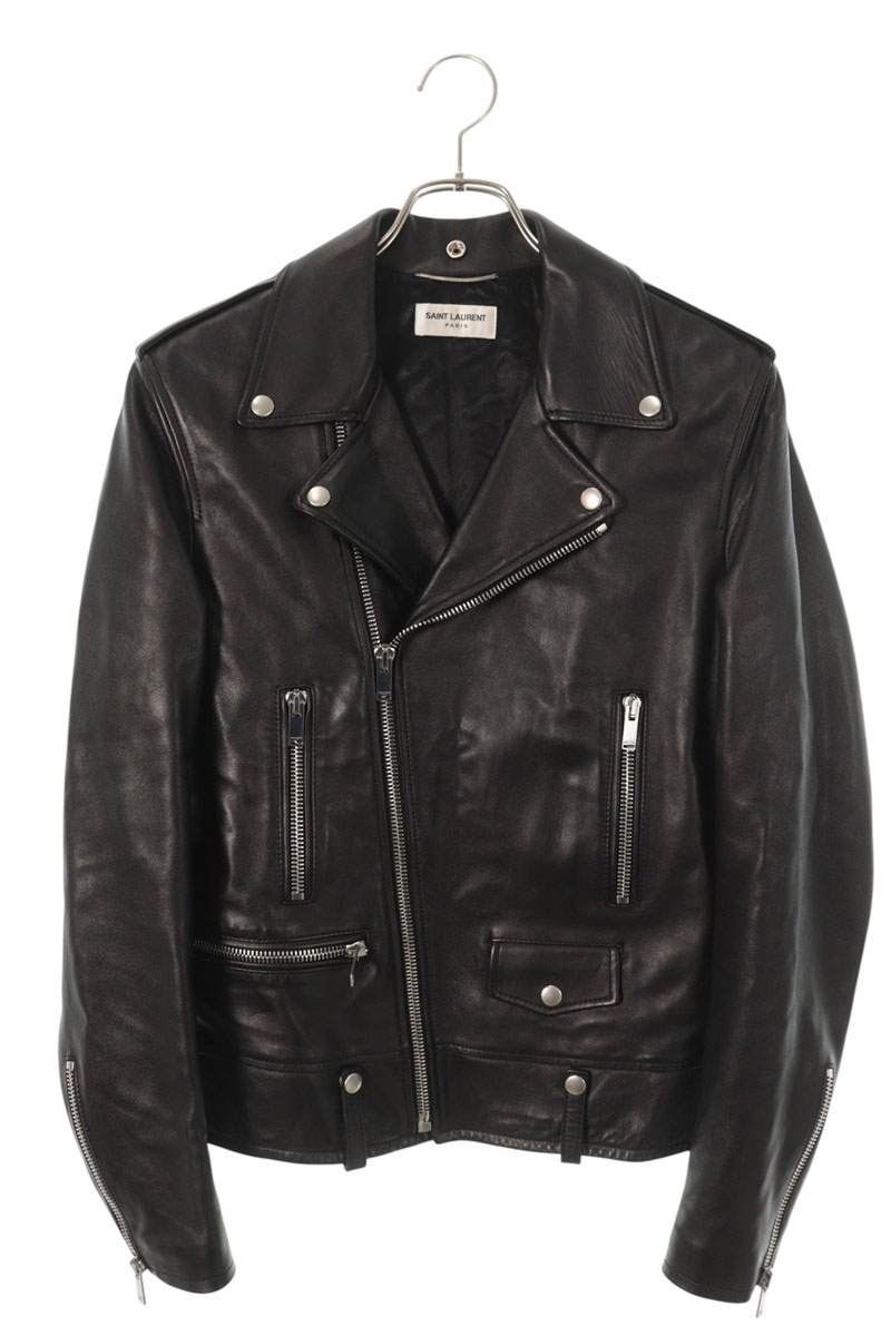 SAINT LAURENT PARIS L01 Black Lambskin Biker Jacket Size S