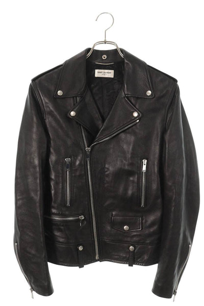 SAINT LAURENT PARIS L01 Black Lambskin Biker Jacket Size S