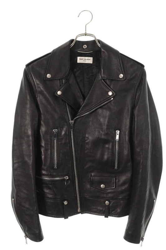 SAINT LAURENT PARIS L01 Black Lambskin Biker Jacket Size S
