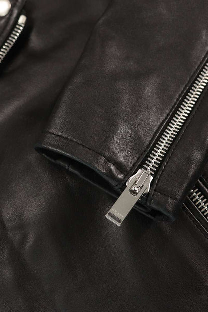 SAINT LAURENT PARIS L01 Black Lambskin Biker Jacket Size S