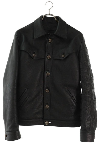Chrome Hearts Classic Jean Cross Patch Leather Jacket Size S