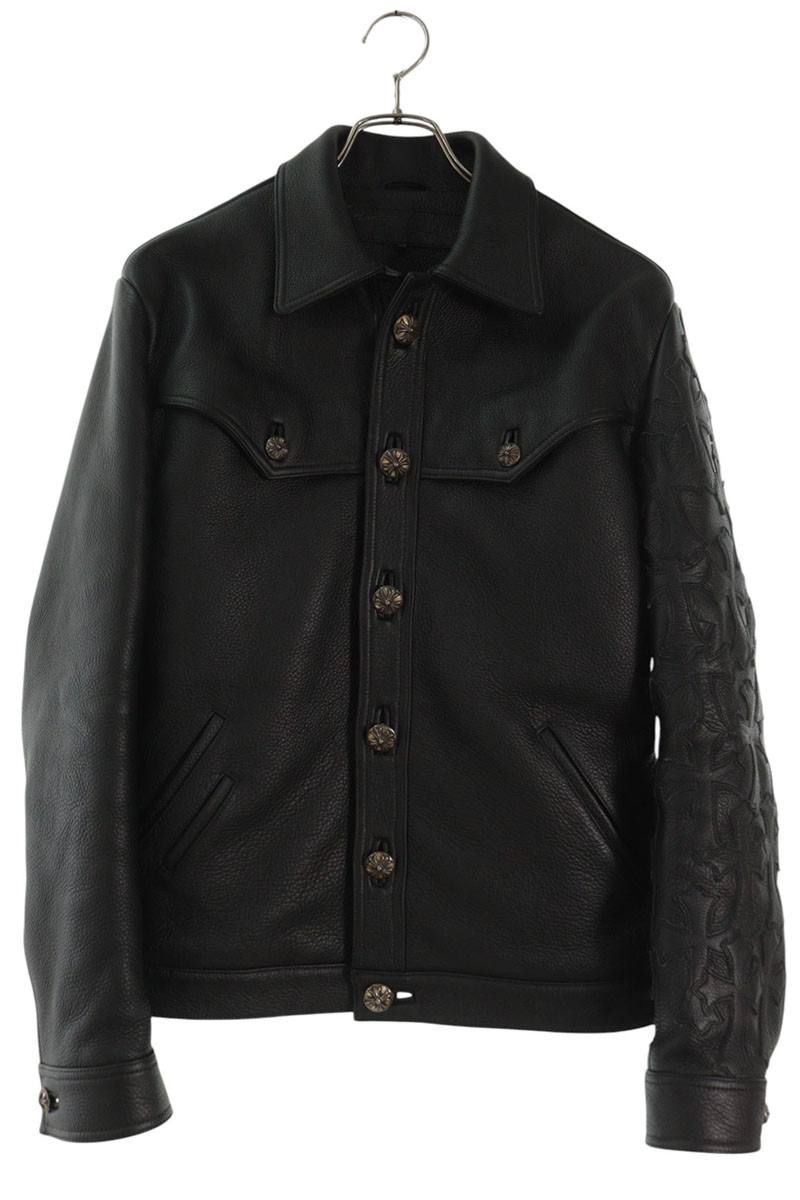 Chrome Hearts Classic Jean Cross Patch Leather Jacket Size S