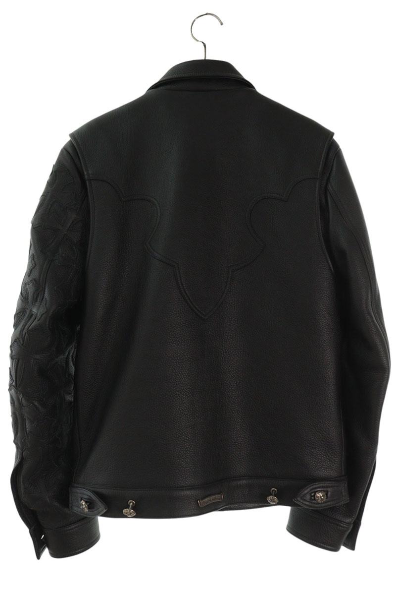 Chrome Hearts Classic Jean Cross Patch Leather Jacket Size S