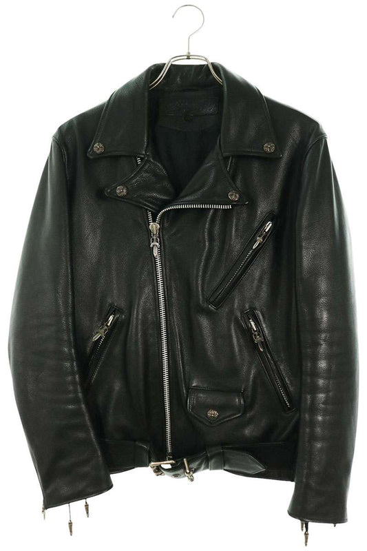 Chrome Hearts JJ Dean Dagger Zip Leather Jacket Black Size M