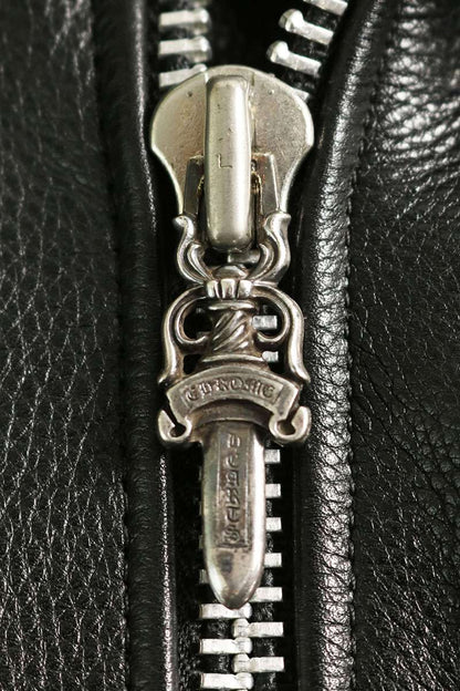 Chrome Hearts JJ Dean Dagger Zip Leather Jacket Black Size M