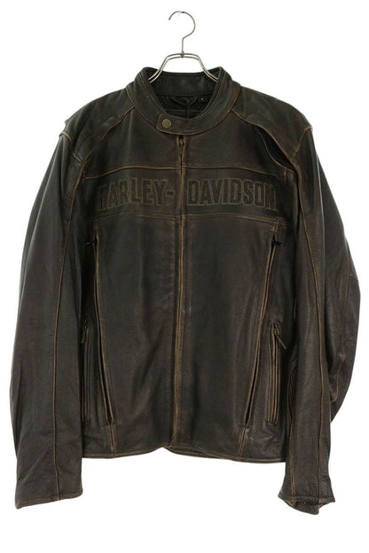 Harley-Davidson Front Logo Leather Jacket Brown Size L