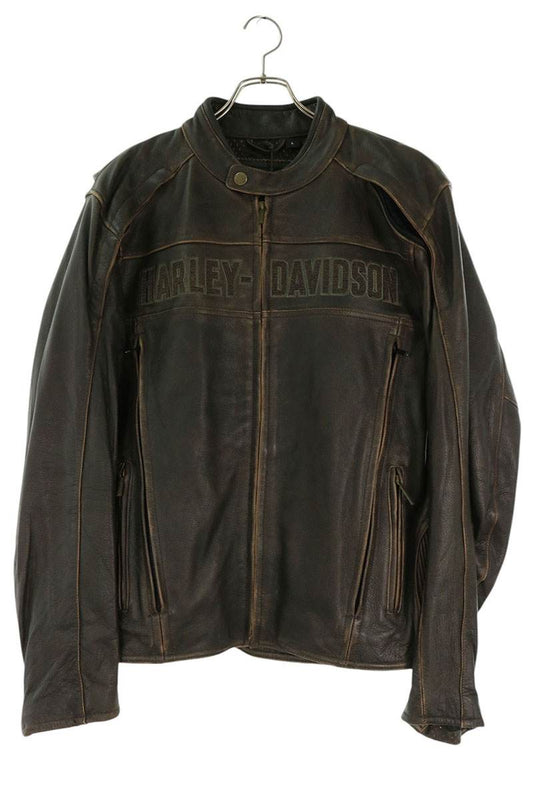 Harley-Davidson Front Logo Leather Jacket Brown Size L